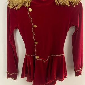 Figure skating toy soldier costume, Nutcracker/Christmas theme, red velvet